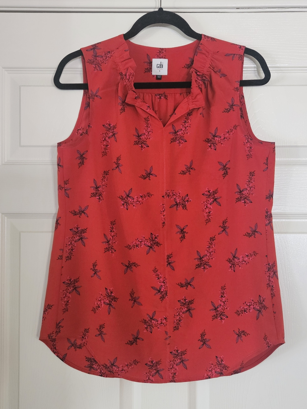 Red CAbi Fierce Sprig Sleeveless Blousr